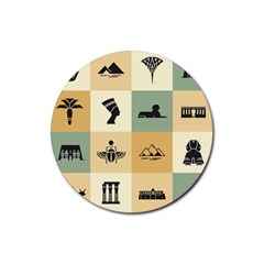 Egyptian-flat-style-icons Rubber Coaster (Round)