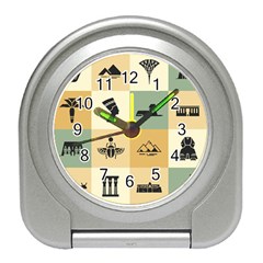 Egyptian-flat-style-icons Travel Alarm Clock by Jancukart