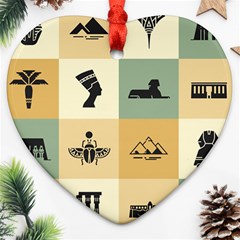 Egyptian-flat-style-icons Heart Ornament (Two Sides)