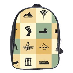 Egyptian-flat-style-icons School Bag (Large)