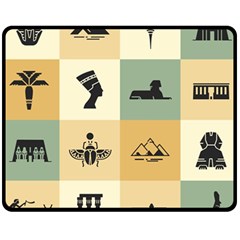 Egyptian-flat-style-icons Fleece Blanket (medium)  by Jancukart