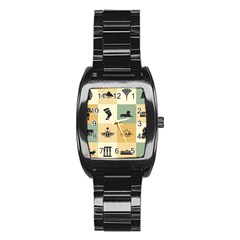 Egyptian-flat-style-icons Stainless Steel Barrel Watch