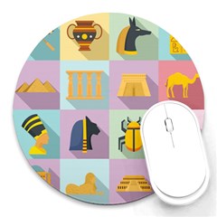 Egypt-icons-set-flat-style Round Mousepad