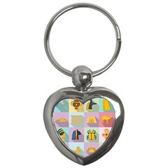 Egypt-icons-set-flat-style Key Chain (heart) by Jancukart