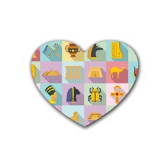 Egypt-icons-set-flat-style Rubber Coaster (heart)