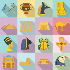 Egypt-icons-set-flat-style Play Mat (square) by Jancukart