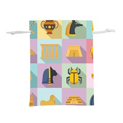 Egypt-icons-set-flat-style Lightweight Drawstring Pouch (m) by Jancukart