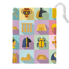 Egypt-icons-set-flat-style Drawstring Pouch (4xl) by Jancukart