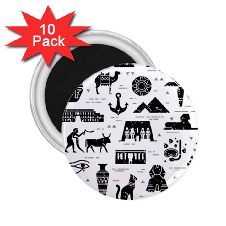 Dark-seamless-pattern-symbols-landmarks-signs-egypt --- 2.25  Magnets (10 pack) 