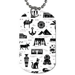 Dark-seamless-pattern-symbols-landmarks-signs-egypt --- Dog Tag (one Side)