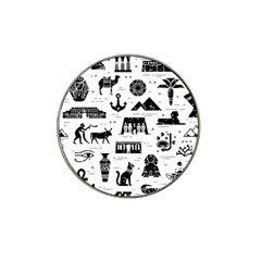 Dark-seamless-pattern-symbols-landmarks-signs-egypt --- Hat Clip Ball Marker (4 Pack)