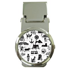 Dark-seamless-pattern-symbols-landmarks-signs-egypt --- Money Clip Watches