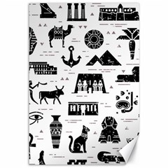 Dark-seamless-pattern-symbols-landmarks-signs-egypt --- Canvas 12  X 18 