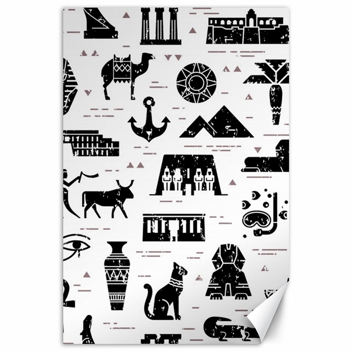 Dark-seamless-pattern-symbols-landmarks-signs-egypt --- Canvas 24  x 36 