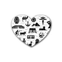 Dark-seamless-pattern-symbols-landmarks-signs-egypt --- Rubber Coaster (heart) by Jancukart