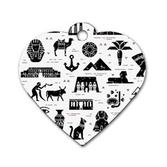 Dark-seamless-pattern-symbols-landmarks-signs-egypt --- Dog Tag Heart (one Side)