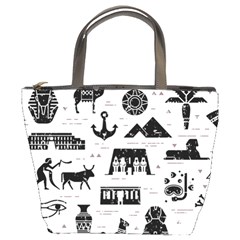 Dark-seamless-pattern-symbols-landmarks-signs-egypt --- Bucket Bag