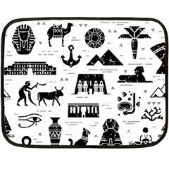 Dark-seamless-pattern-symbols-landmarks-signs-egypt --- Fleece Blanket (mini) by Jancukart