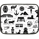 Dark-seamless-pattern-symbols-landmarks-signs-egypt --- Double Sided Fleece Blanket (Mini)  35 x27  Blanket Back