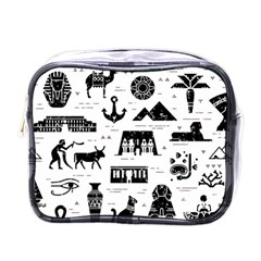 Dark-seamless-pattern-symbols-landmarks-signs-egypt --- Mini Toiletries Bag (one Side)