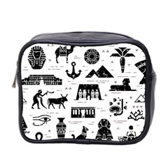 Dark-seamless-pattern-symbols-landmarks-signs-egypt --- Mini Toiletries Bag (two Sides)