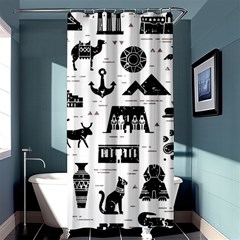 Dark-seamless-pattern-symbols-landmarks-signs-egypt --- Shower Curtain 36  X 72  (stall)  by Jancukart