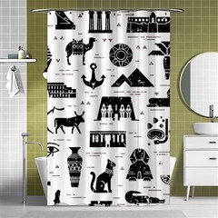 Dark-seamless-pattern-symbols-landmarks-signs-egypt --- Shower Curtain 48  X 72  (small)  by Jancukart