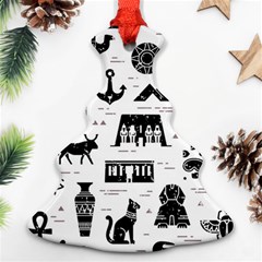 Dark-seamless-pattern-symbols-landmarks-signs-egypt --- Christmas Tree Ornament (two Sides)