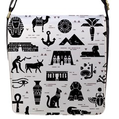 Dark-seamless-pattern-symbols-landmarks-signs-egypt --- Flap Closure Messenger Bag (s)