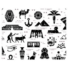 Dark-seamless-pattern-symbols-landmarks-signs-egypt --- Double Sided Flano Blanket (medium)  by Jancukart