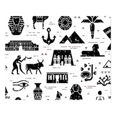 Dark-seamless-pattern-symbols-landmarks-signs-egypt --- Double Sided Flano Blanket (large) 