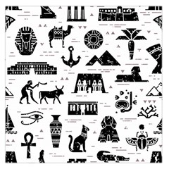 Dark-seamless-pattern-symbols-landmarks-signs-egypt --- Square Satin Scarf (36  X 36 ) by Jancukart