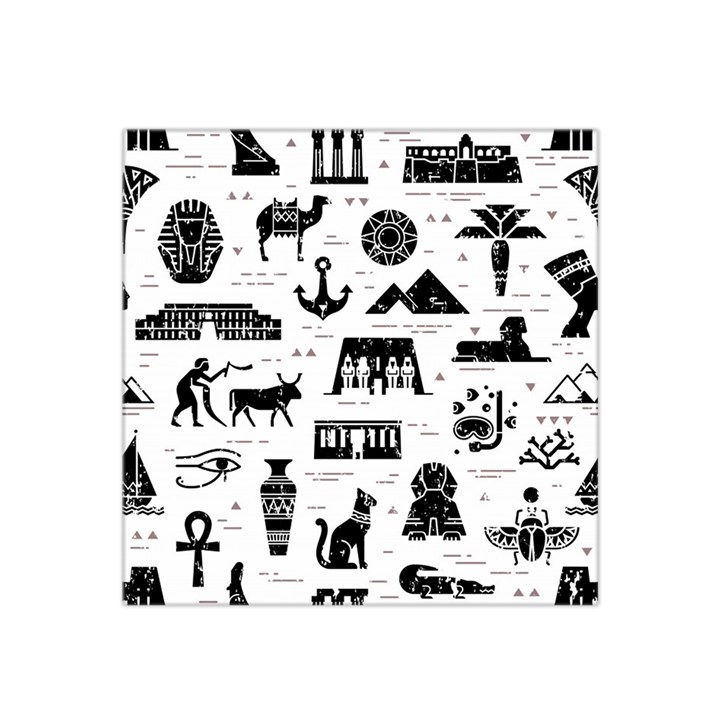 Dark-seamless-pattern-symbols-landmarks-signs-egypt --- Satin Bandana Scarf 22  x 22 