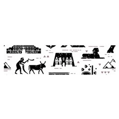 Dark-seamless-pattern-symbols-landmarks-signs-egypt --- Oblong Satin Scarf (16  X 60 )