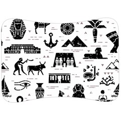 Dark-seamless-pattern-symbols-landmarks-signs-egypt --- Velour Seat Head Rest Cushion by Jancukart