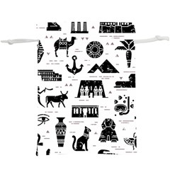 Dark-seamless-pattern-symbols-landmarks-signs-egypt ---  Lightweight Drawstring Pouch (xl)