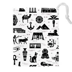 Dark-seamless-pattern-symbols-landmarks-signs-egypt --- Drawstring Pouch (5xl) by Jancukart