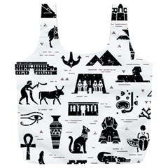 Dark-seamless-pattern-symbols-landmarks-signs-egypt --- Full Print Recycle Bag (xxl) by Jancukart