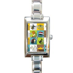 Egypt-travel-items-icons-set-flat-style Rectangle Italian Charm Watch