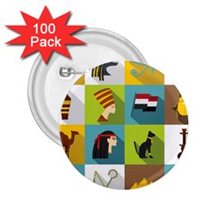 Egypt-travel-items-icons-set-flat-style 2 25  Buttons (100 Pack) 