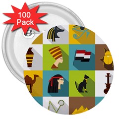 Egypt-travel-items-icons-set-flat-style 3  Buttons (100 Pack)  by Jancukart