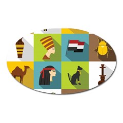 Egypt-travel-items-icons-set-flat-style Oval Magnet