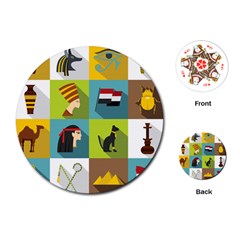 Egypt-travel-items-icons-set-flat-style Playing Cards Single Design (round)