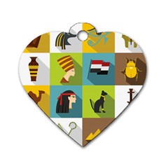 Egypt-travel-items-icons-set-flat-style Dog Tag Heart (one Side)