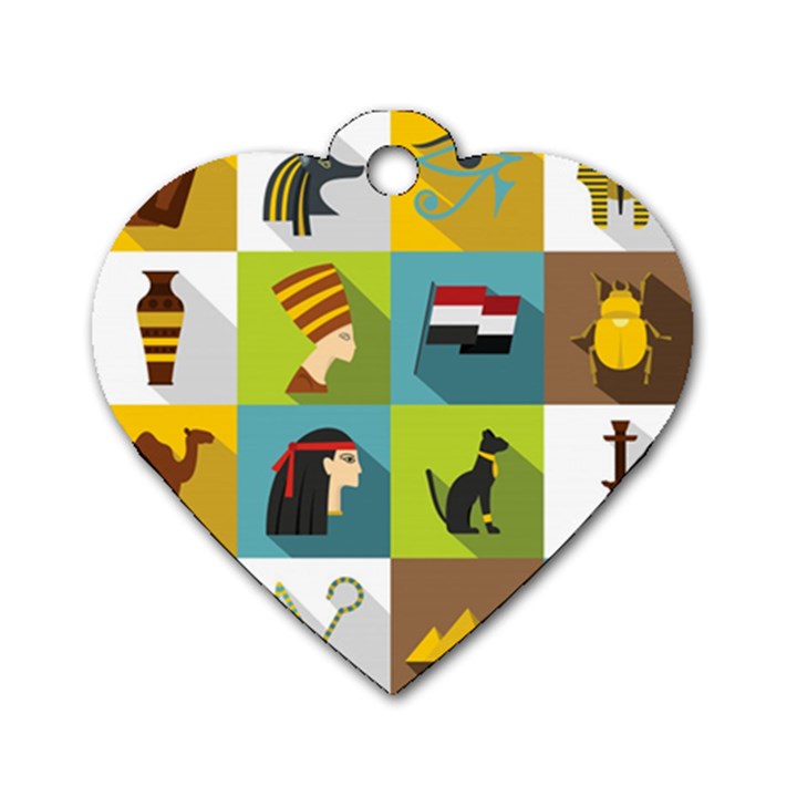 Egypt-travel-items-icons-set-flat-style Dog Tag Heart (One Side)