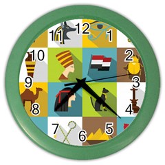 Egypt-travel-items-icons-set-flat-style Color Wall Clock