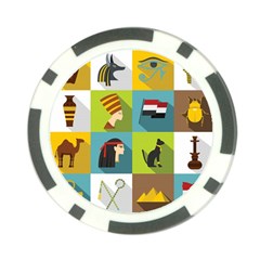 Egypt-travel-items-icons-set-flat-style Poker Chip Card Guard (10 Pack) by Jancukart