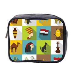 Egypt-travel-items-icons-set-flat-style Mini Toiletries Bag (two Sides)