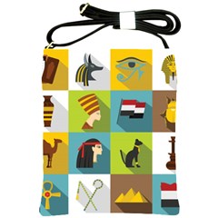 Egypt-travel-items-icons-set-flat-style Shoulder Sling Bag by Jancukart