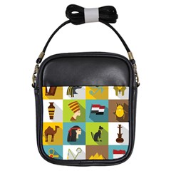 Egypt-travel-items-icons-set-flat-style Girls Sling Bag